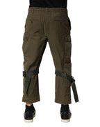 Braune Baumwoll-Cargo-Hose mit Kordelzug