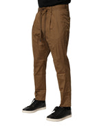 Braune Baumwoll-Chino-Hose für Herren, mittelhoher Bund