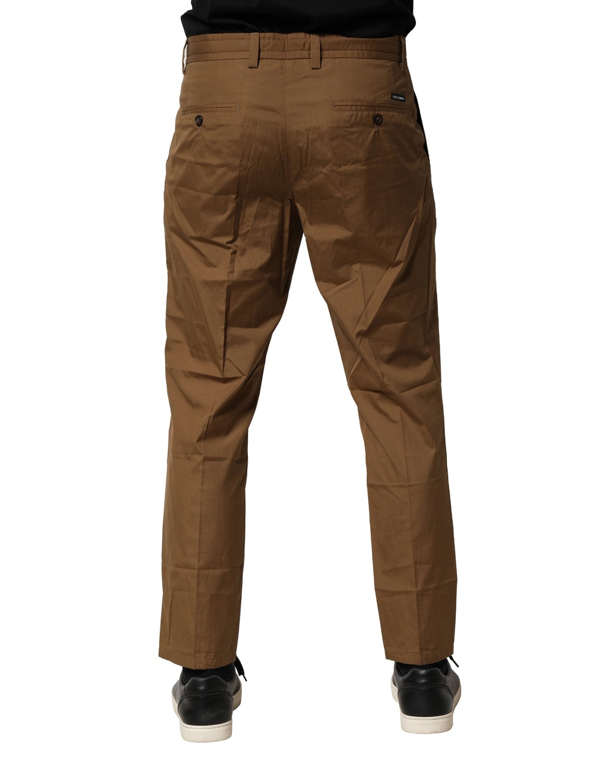 Braune Baumwoll-Chino-Hose für Herren, mittelhoher Bund