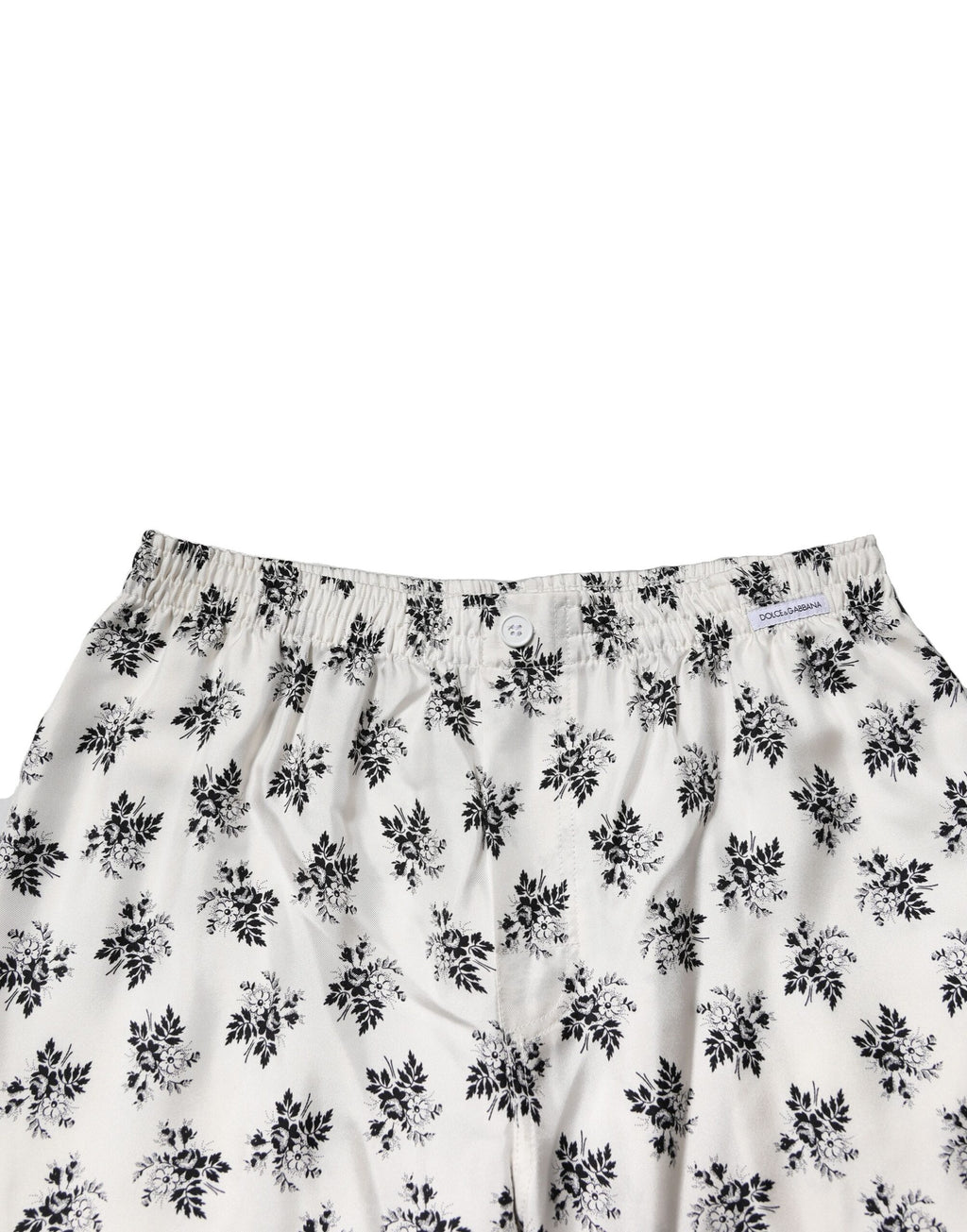 Weiße Freizeithose aus Seide mit Blumenmuster