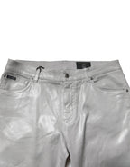 Silver Cotton Stretch Slim Denim Jeans