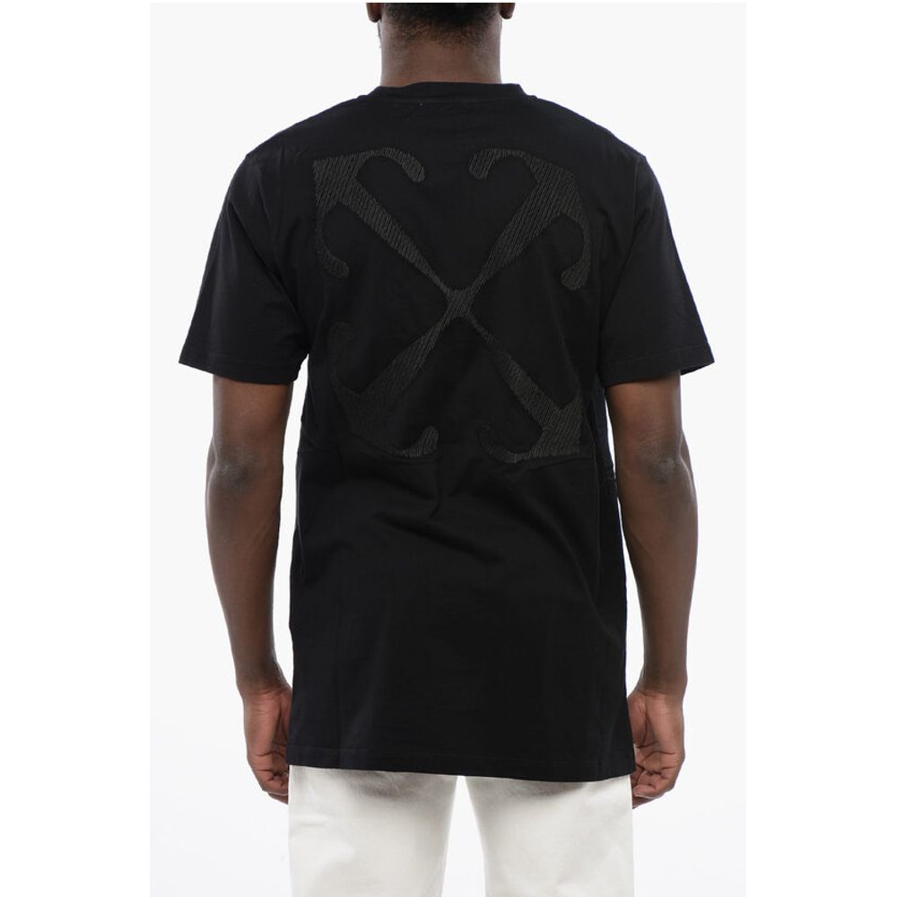 Schwarzes Baumwoll-T-Shirt ARROW mit Rundhalsausschnitt