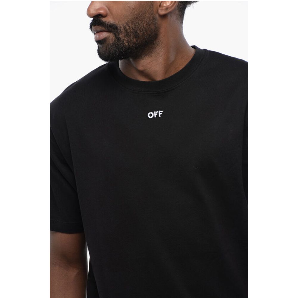 Schwarzes Baumwoll-T-Shirt ARROW mit Rundhalsausschnitt