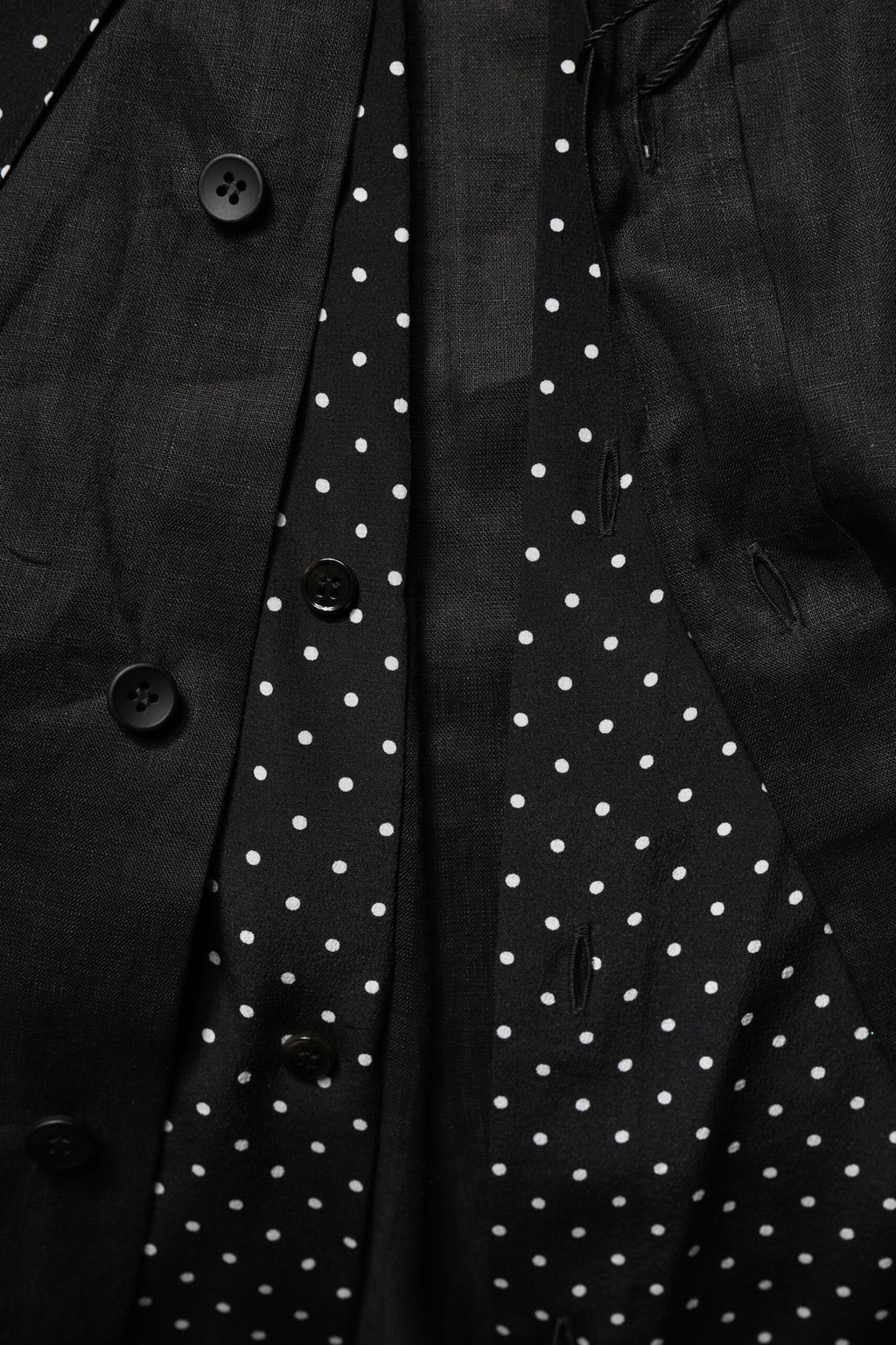 Camicia Uomo Casual Lino Seta Pois Neri