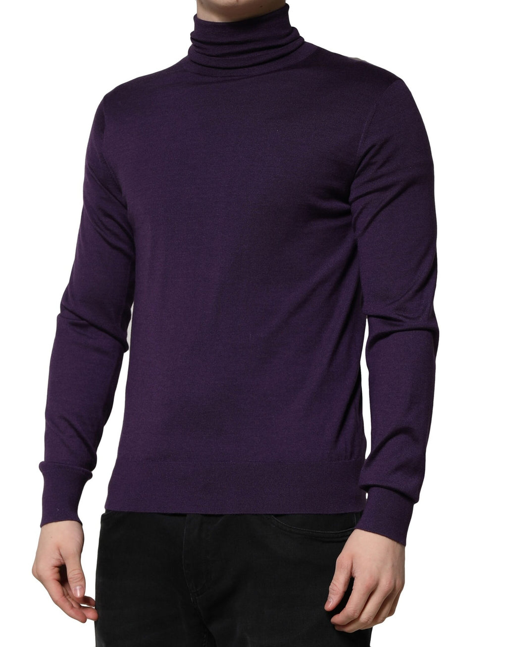 Lila Kaschmir Rollkragenpullover