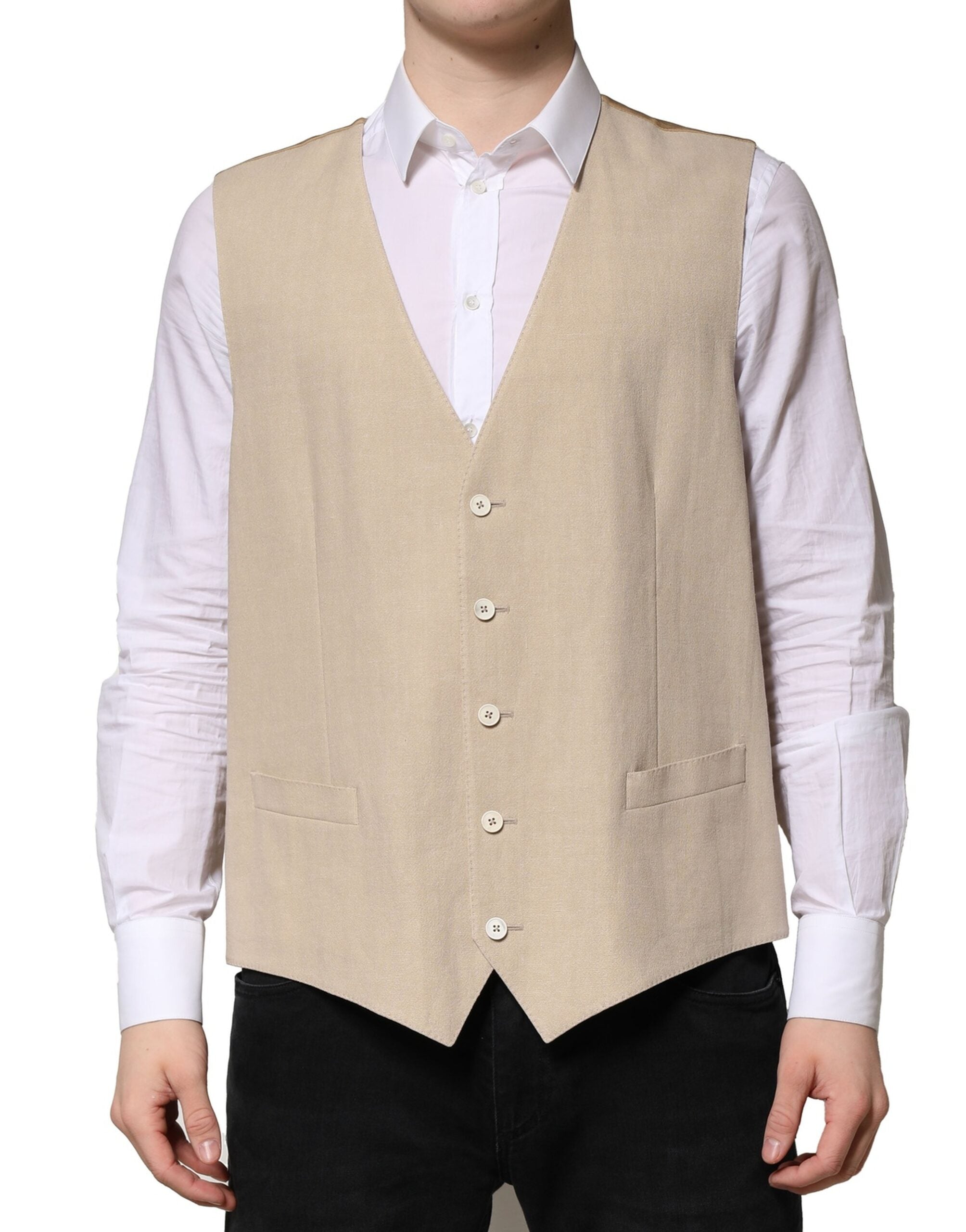 Beiges Leinenkleid Formelle Herrenweste