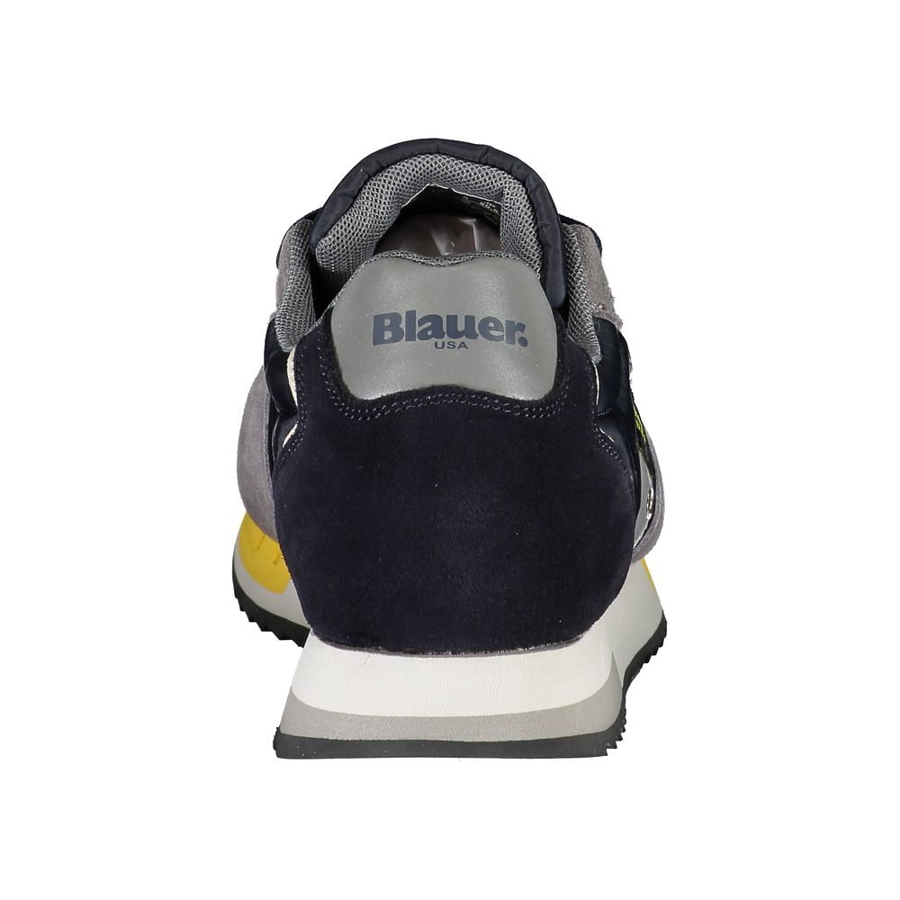 Blue Leather Men Sneaker
