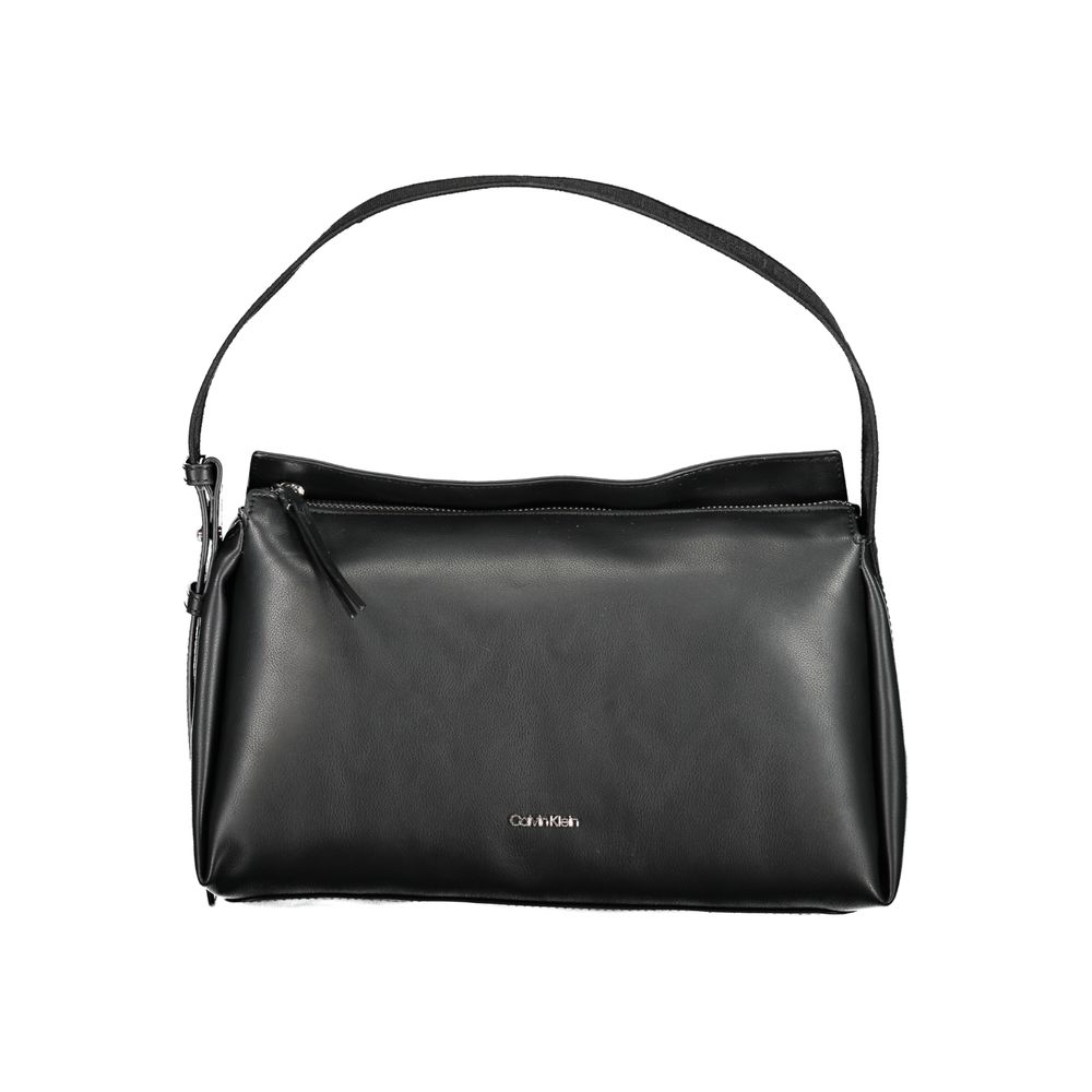 Schwarze Damenhandtasche aus Polyester