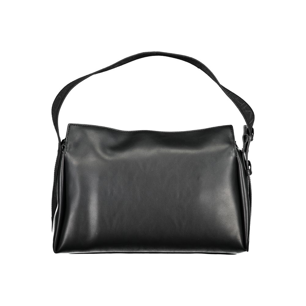 Schwarze Damenhandtasche aus Polyester