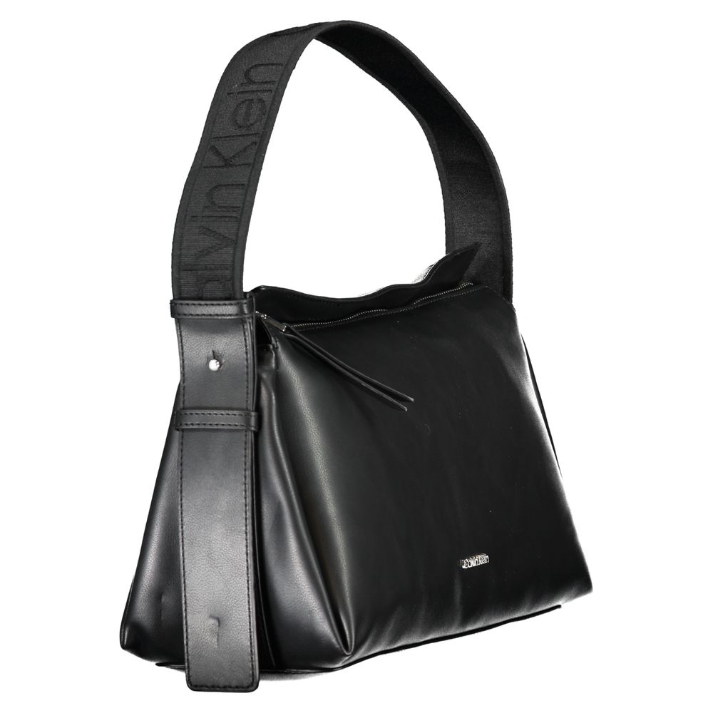Schwarze Damenhandtasche aus Polyester