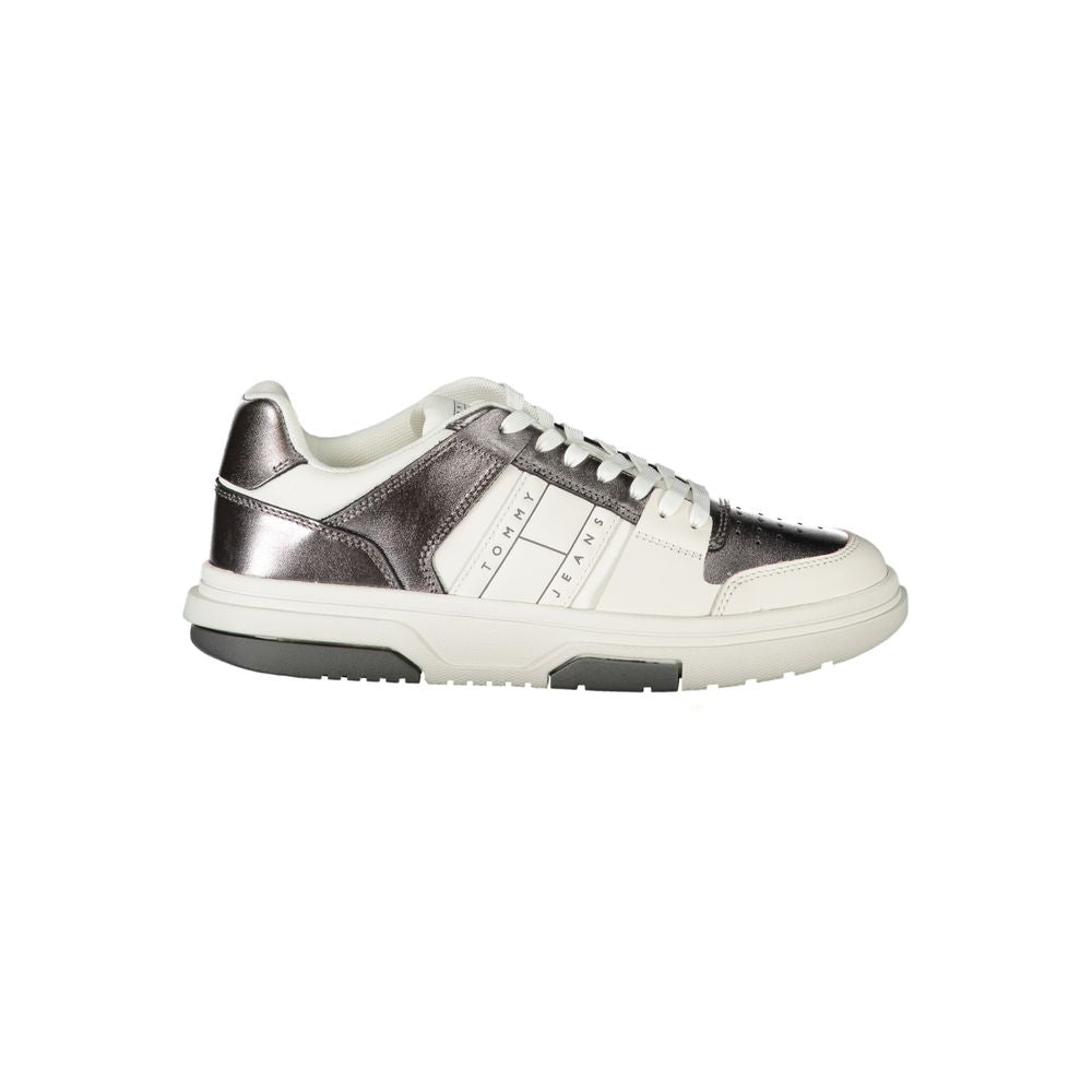 Weiße Polyurethan-Sneaker für Damen
