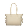 Beige Polyurethane Women's Bag with Adjustable Straps