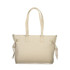 Beige Polyurethane Women's Bag with Adjustable Straps