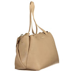 Beige Polyurethane Women's Bag with Adjustable Shoulder Strap