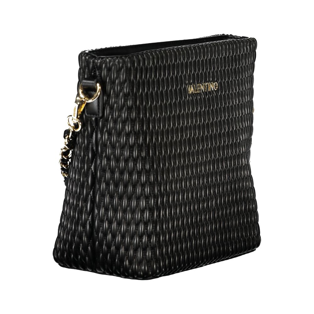 Schwarze Damen-Handtasche aus Polyurethan mit abnehmbarem Schultergriff