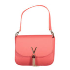 Pink Polyurethane Women's Bag with Removable Handles and Pockets