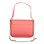 Pink Polyurethane Women's Bag with Removable Handles and Pockets