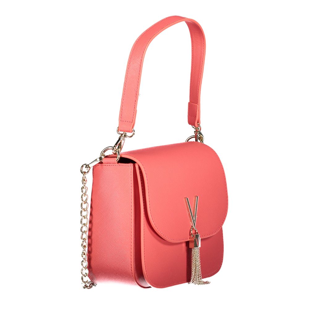 Pink Polyurethane Women's Bag with Removable Handles and Pockets
