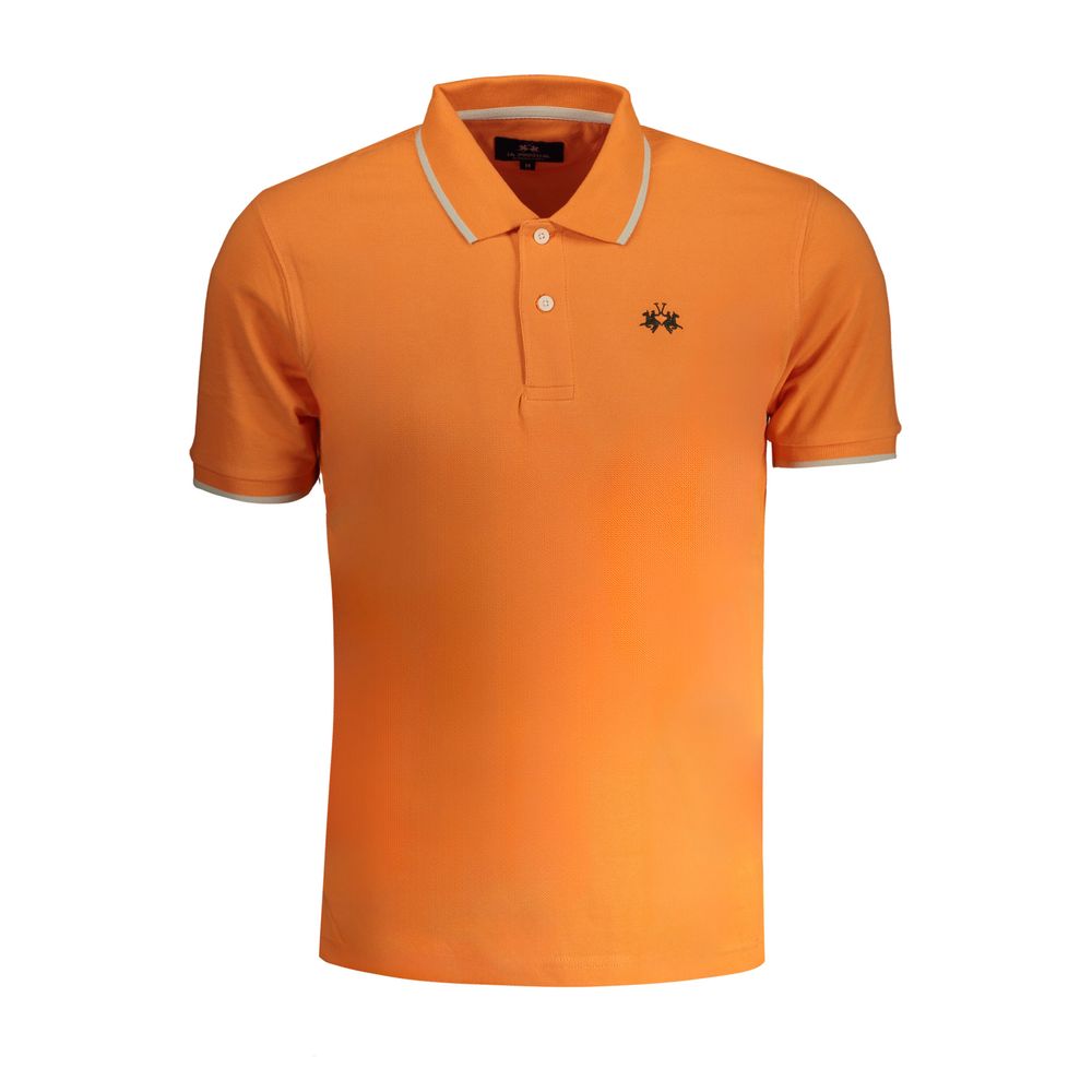 Orange Cotton Men Polo Shirt