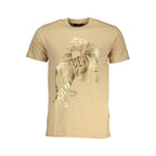 Beige Baumwoll-T-Shirt für Herren