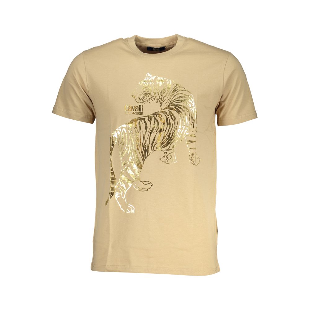 Beige Baumwoll-T-Shirt für Herren