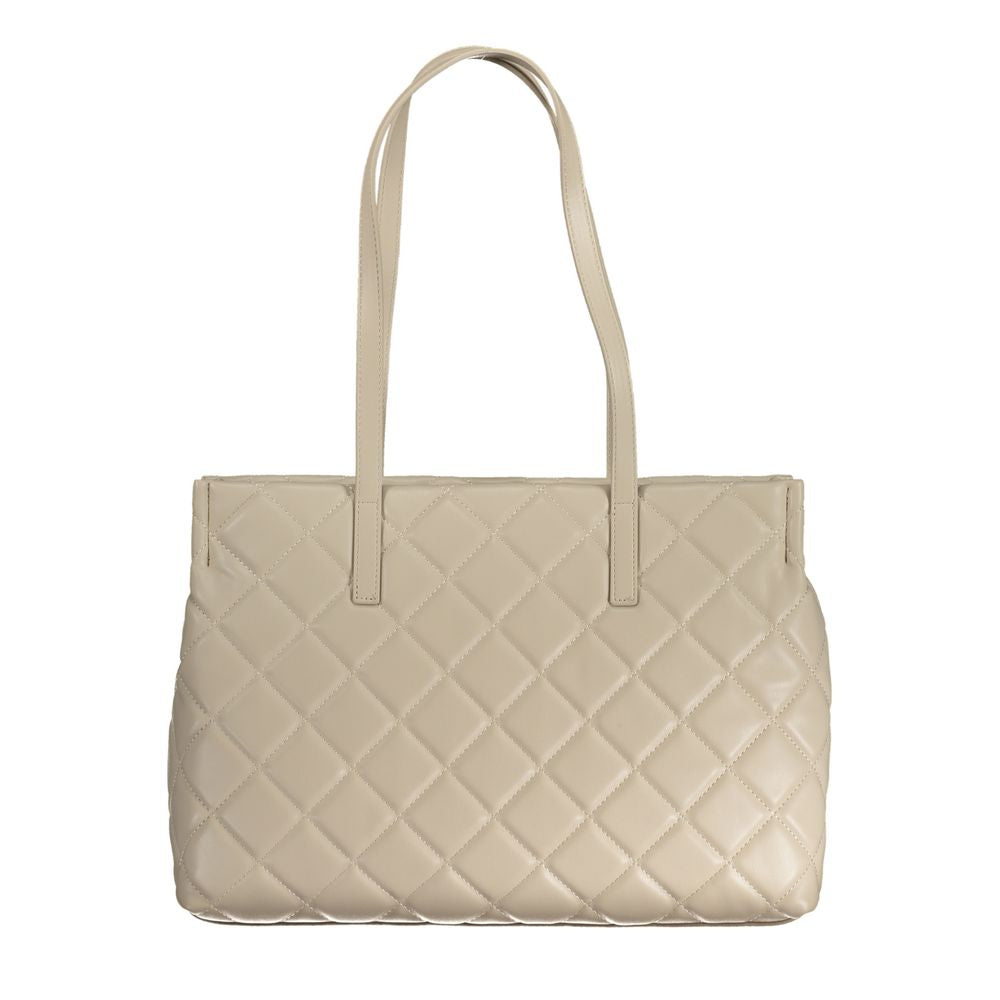 Beige Polyurethan-Damenhandtasche