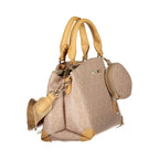 Beigefarbene Damenhandtasche aus Polyurethan
