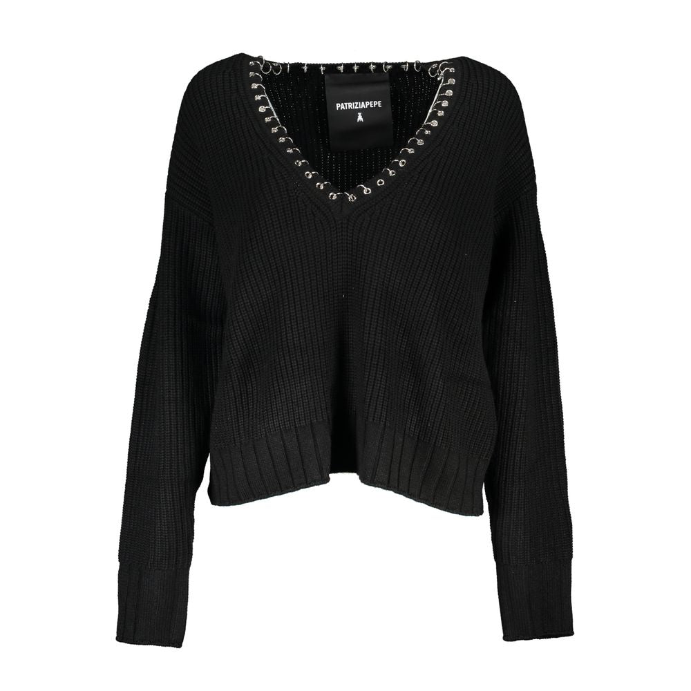 Black Tessuto Damen Pullover