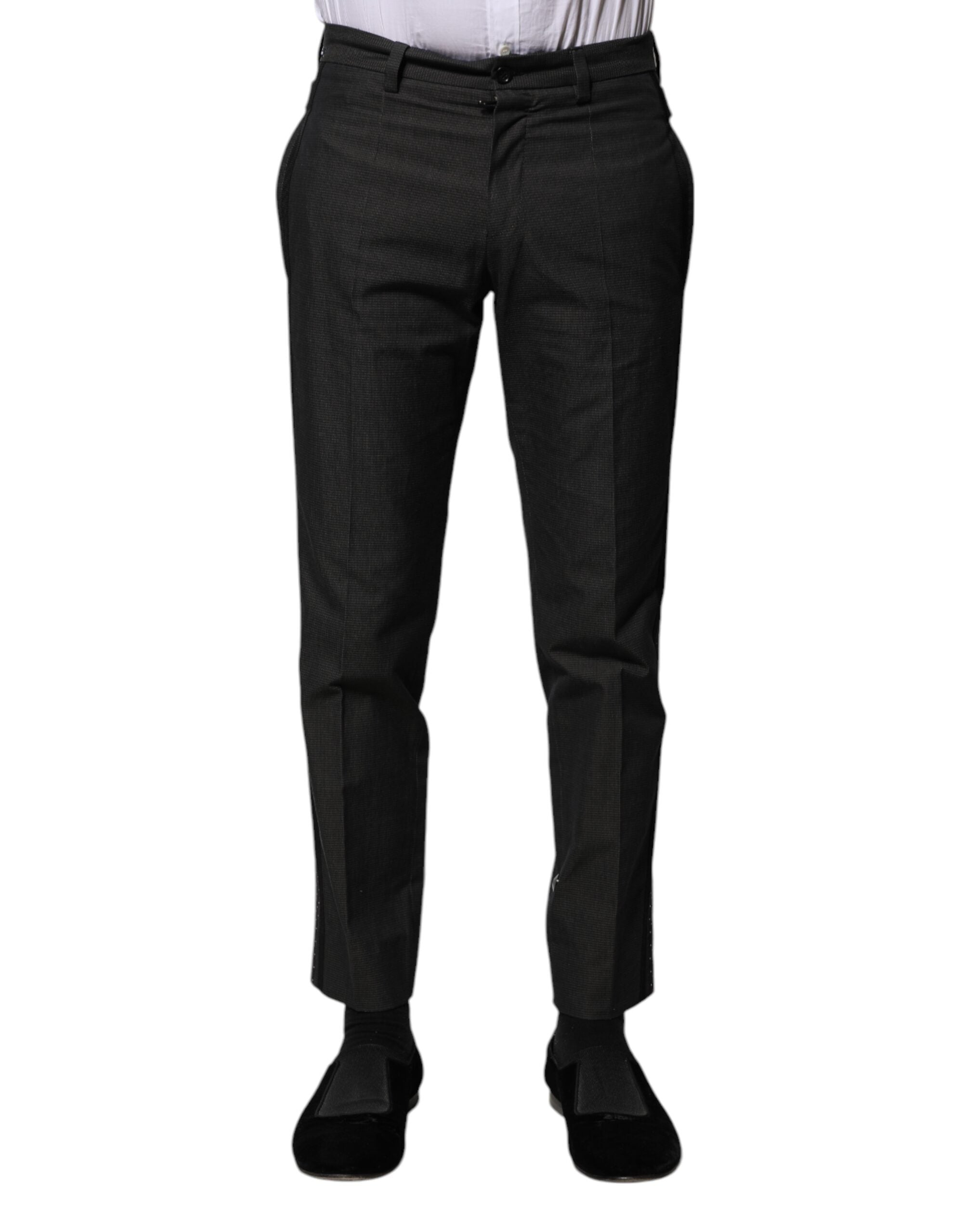 Pantaloni Eleganti Fantasia Cotone Grigio