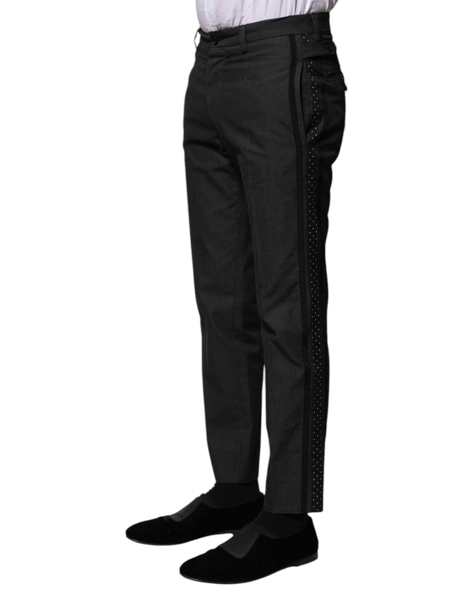 Pantaloni Eleganti Fantasia Cotone Grigio