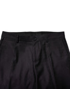Schwarze Anzughose aus Wolle mit Muster