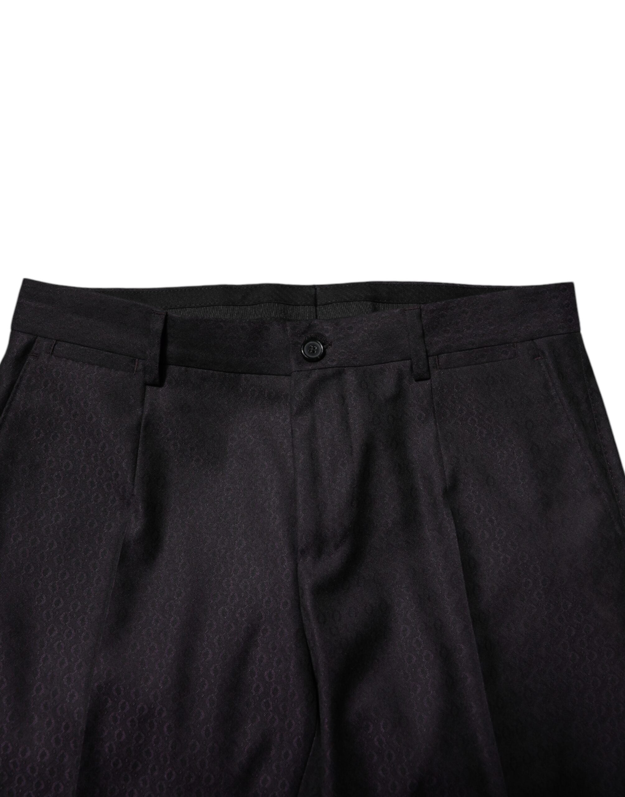 Schwarze Anzughose aus Wolle mit Muster