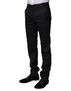 Black Wool Striped Formal Pants