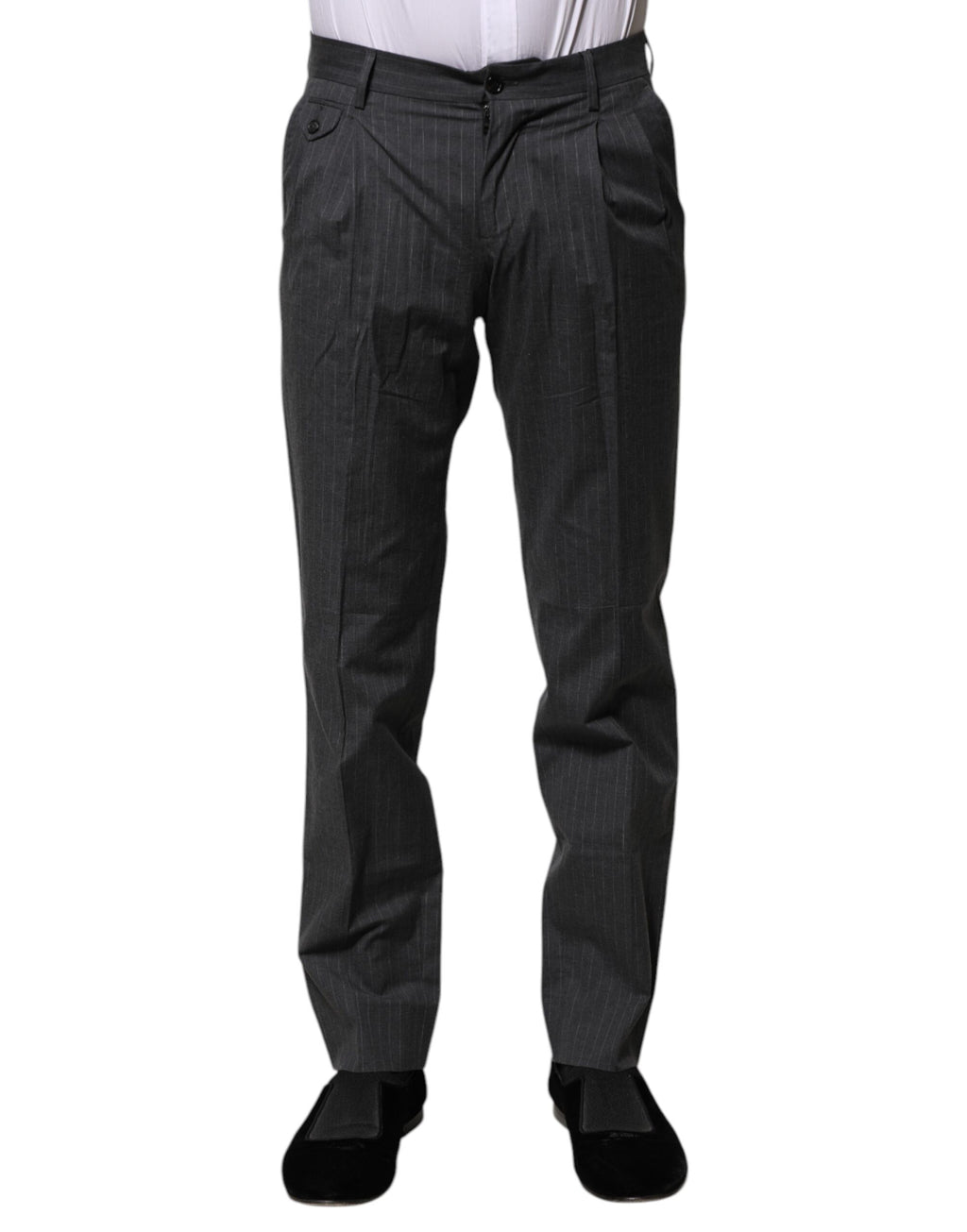 Graue gestreifte elegante Baumwollhose