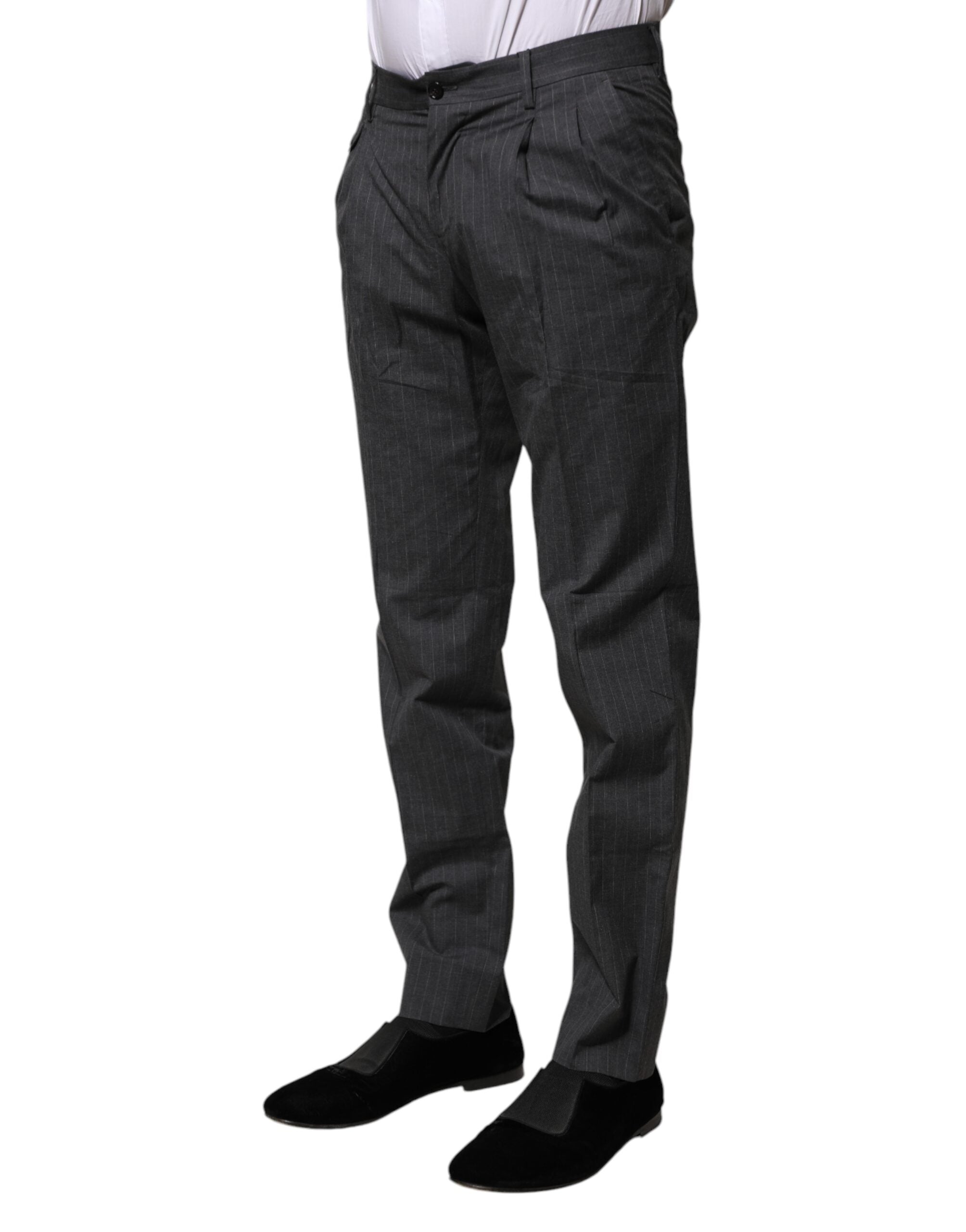 Graue gestreifte elegante Baumwollhose
