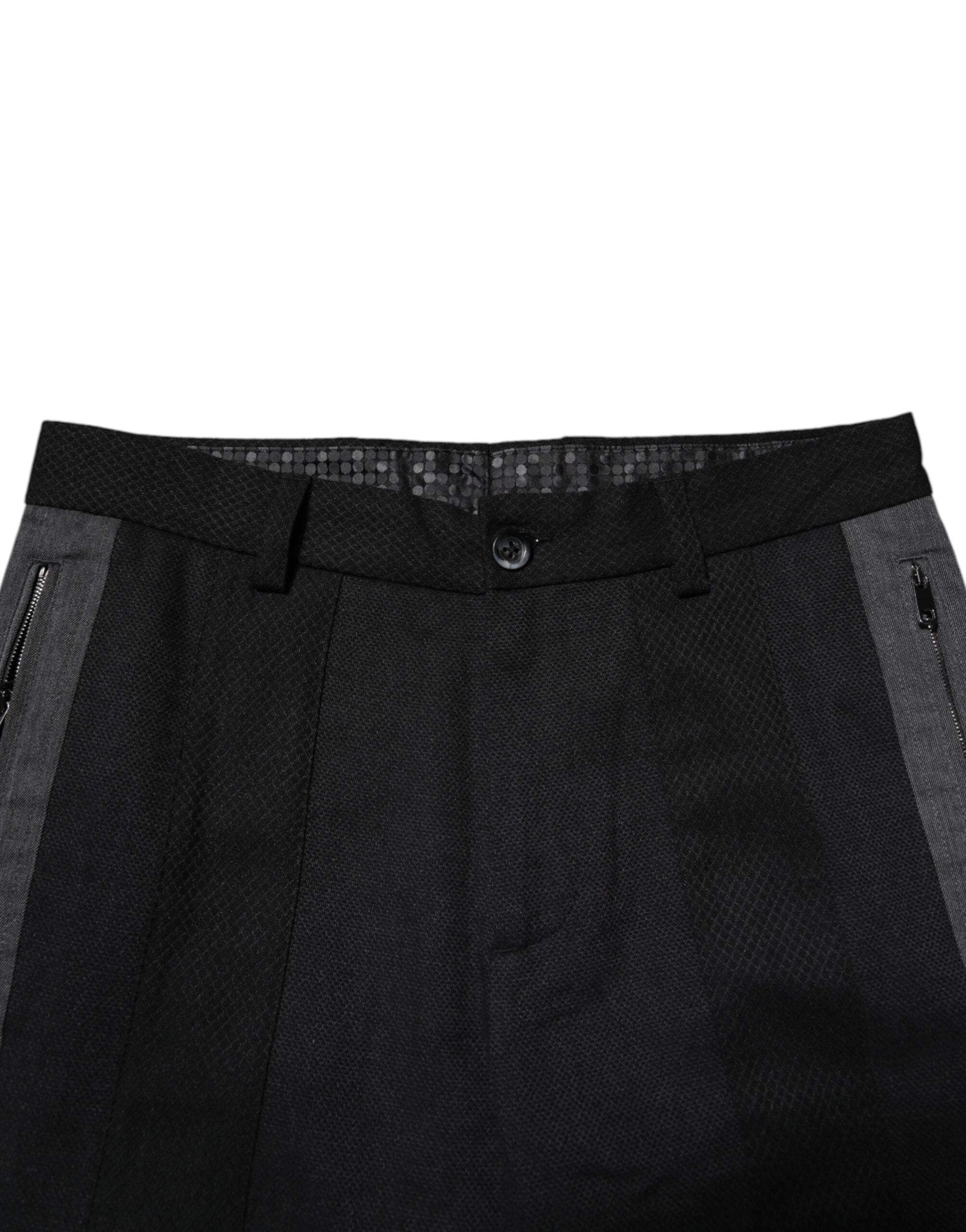 Black Gray Fantasy Cotton Formal Slim Pants