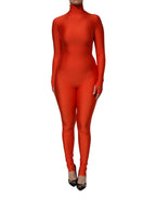 Roter Rollkragen-Bodycon-Jumpsuit aus Nylon