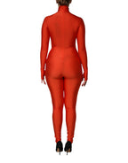 Roter Rollkragen-Bodycon-Jumpsuit aus Nylon