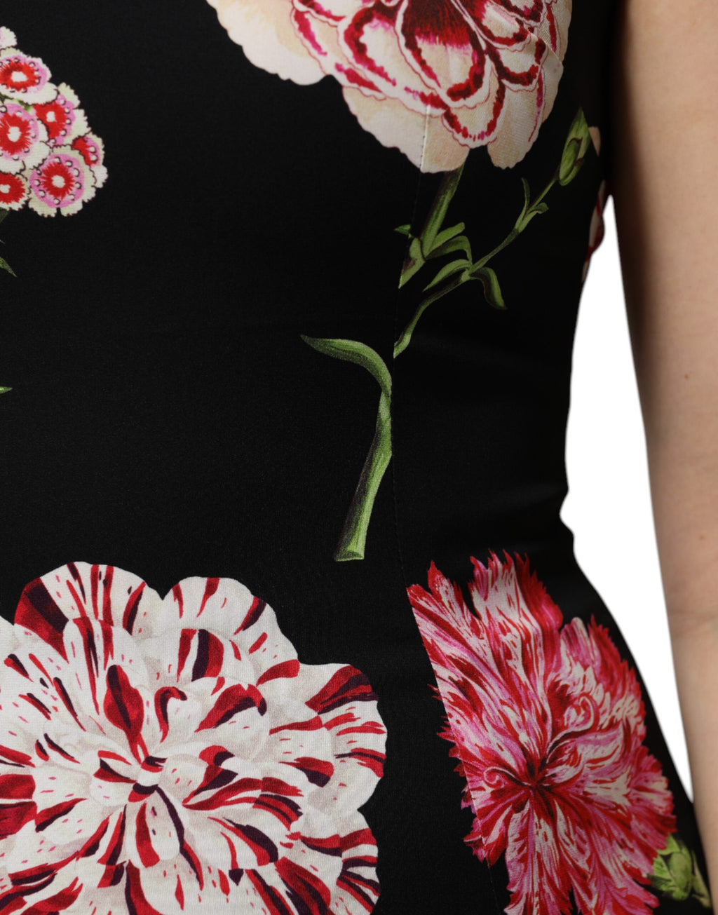Schwarze ärmellose Tanktop-Bluse mit Blumenmuster