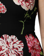 Schwarze ärmellose Tanktop-Bluse mit Blumenmuster