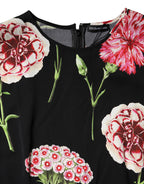 Schwarze ärmellose Tanktop-Bluse mit Blumenmuster