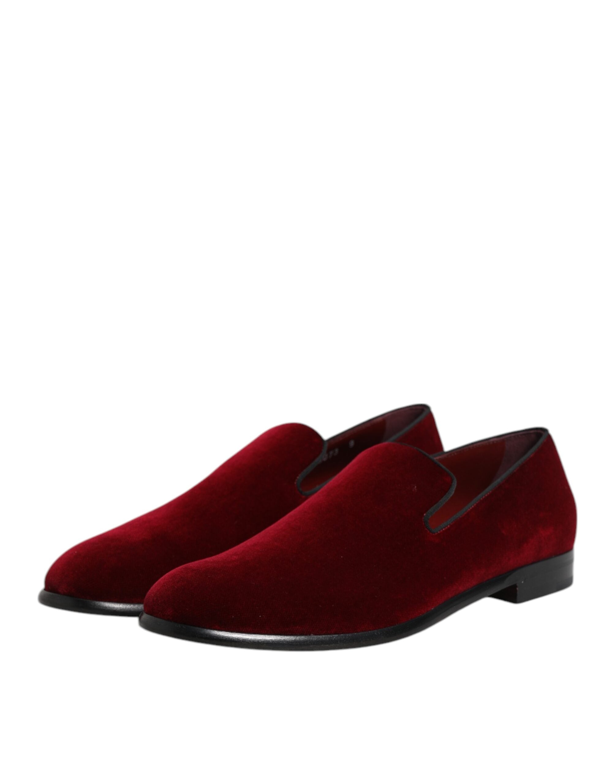 Red Cotton Velvet Slip-On Loafers Formal Shoes