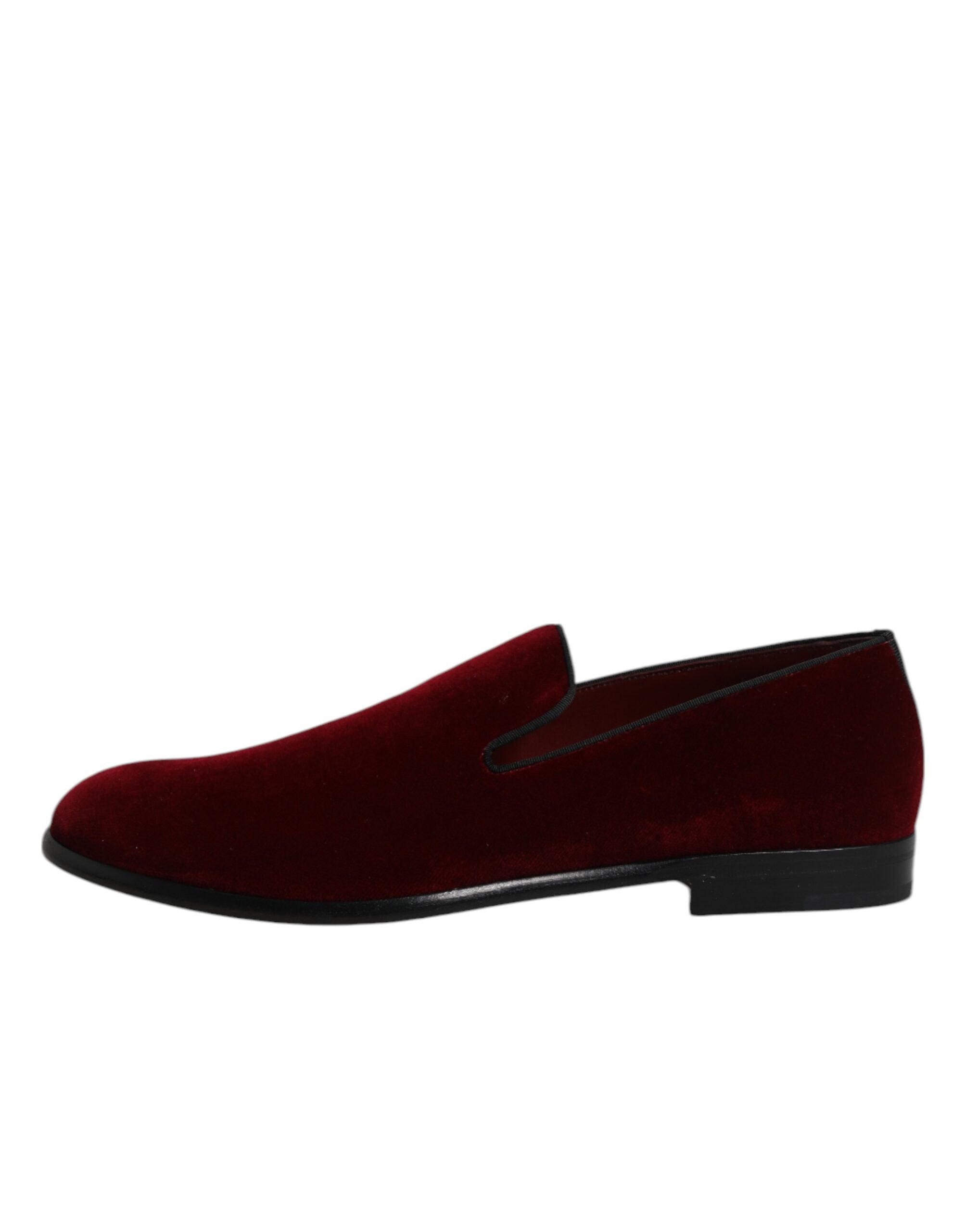Red Cotton Velvet Slip-On Loafers Formal Shoes