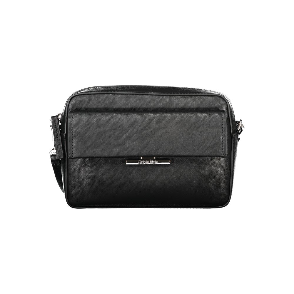 Borsa a spalla da donna in poliuretano nero