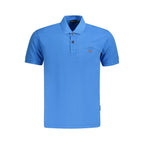 Blue Cotton Men Polo