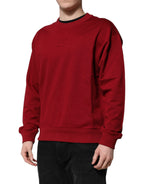 Roter Baumwollpullover mit Rundhalsausschnitt und geprägtem Logo