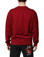 Roter Baumwollpullover mit Rundhalsausschnitt und geprägtem Logo