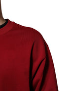 Roter Baumwollpullover mit Rundhalsausschnitt und geprägtem Logo