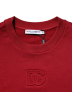 Roter Baumwollpullover mit Rundhalsausschnitt und geprägtem Logo