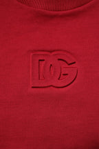Roter Baumwollpullover mit Rundhalsausschnitt und geprägtem Logo